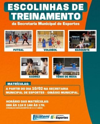 SECRETARIA MUNICIPAL DE ESPORTES COMUNICA QUE ESTÃO ABERTAS AS INSCRIÇÕES PARA OS TREINAMENTOS NAS CATEGORIAS DE BASE.