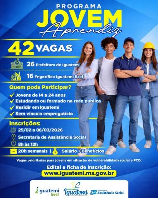 PREFEITURA DE IGUATEMI DIVULGA A LISTA DE APROVADOS NO PROGRAMA JOVEM APRENDIZ MUNICIPAL.