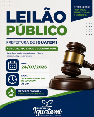 LEILÃO DE VEÍCULOS E BENS INSERVÍVEIS ACONTECERÁ NO DIA 24 DE JULHO NO PÁTIO DA SECRETARIA DE EDUCAÇÃO