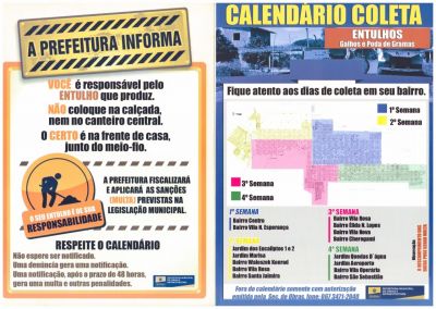 FIQUE ATENTO PARA O CALENDÁRIO DE COLETA DE GALHOS E ENTULHOS