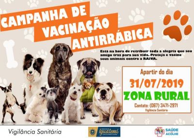 CAMPANHA DE VACINAÇÃO ANTIRRÁBICA ACONTECE NA ÁREA RURAL DO MUNICÍPIO. CAMPANHA DE VACINAÇÃO ANTIRRÁBICA ACONTECE NA ÁREA RURAL DO MUNICÍPIO.