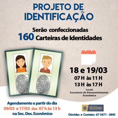 MUTIRÃO PARA EMISSÃO DE CARTEIRA DE IDENTIDADE ACONTECERÁ EM IGUATEMI. MUTIRÃO PARA EMISSÃO DE CARTEIRA DE IDENTIDADE ACONTECERÁ EM IGUATEMI.