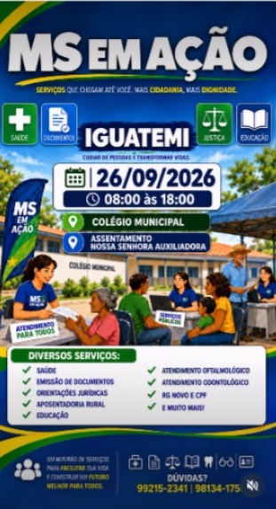 “MS EM AÇÃO” ACONTECE NESTE SÁBADO 26 DE SETEMBRO NO ASSENTAMENTO AUXILIADORA.